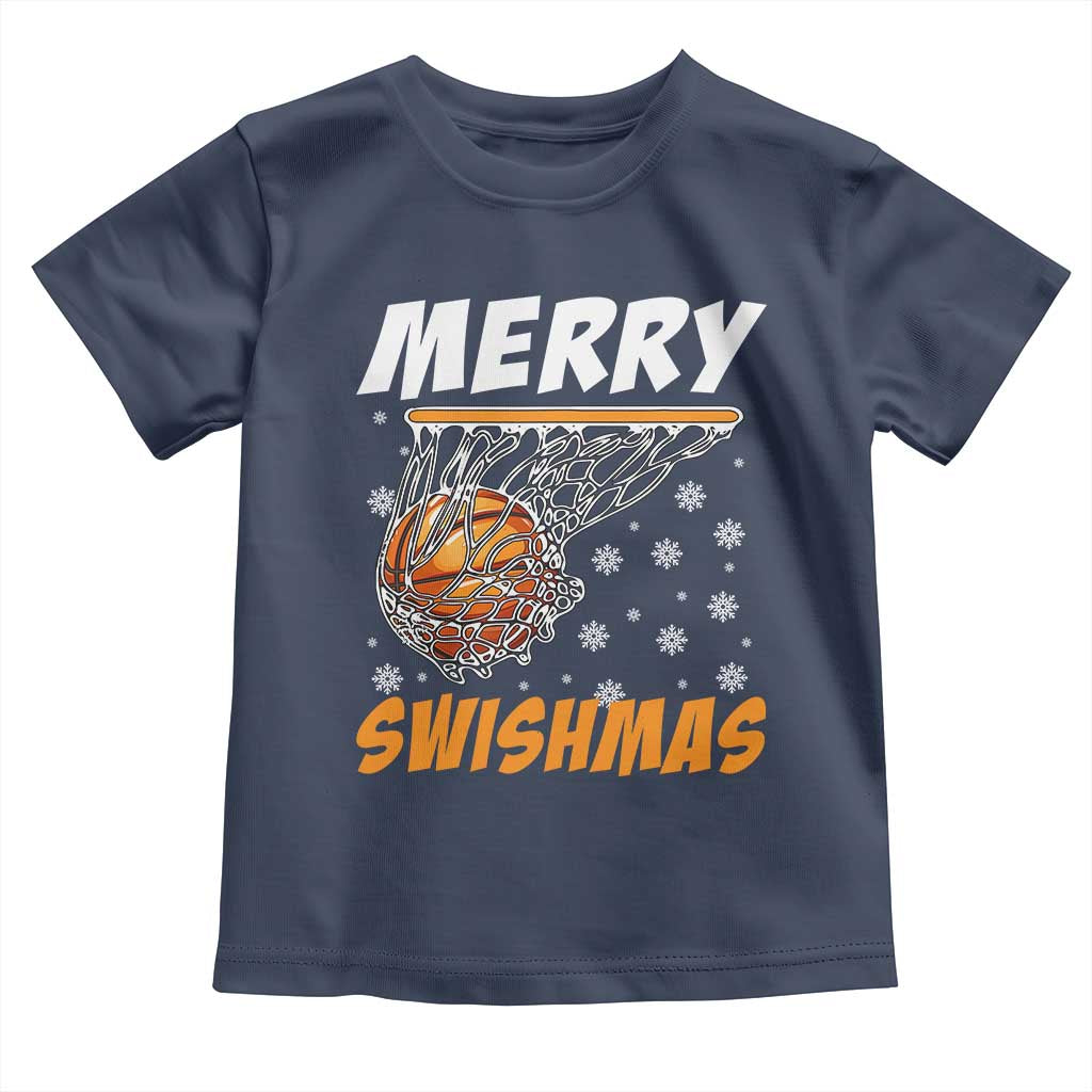Funny Christmas Basketball Toddler T Shirt Merry Swishmas Xmas Swish Technique - Wonder Print Shop