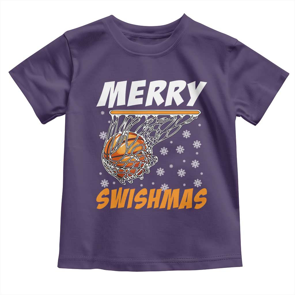 Funny Christmas Basketball Toddler T Shirt Merry Swishmas Xmas Swish Technique - Wonder Print Shop