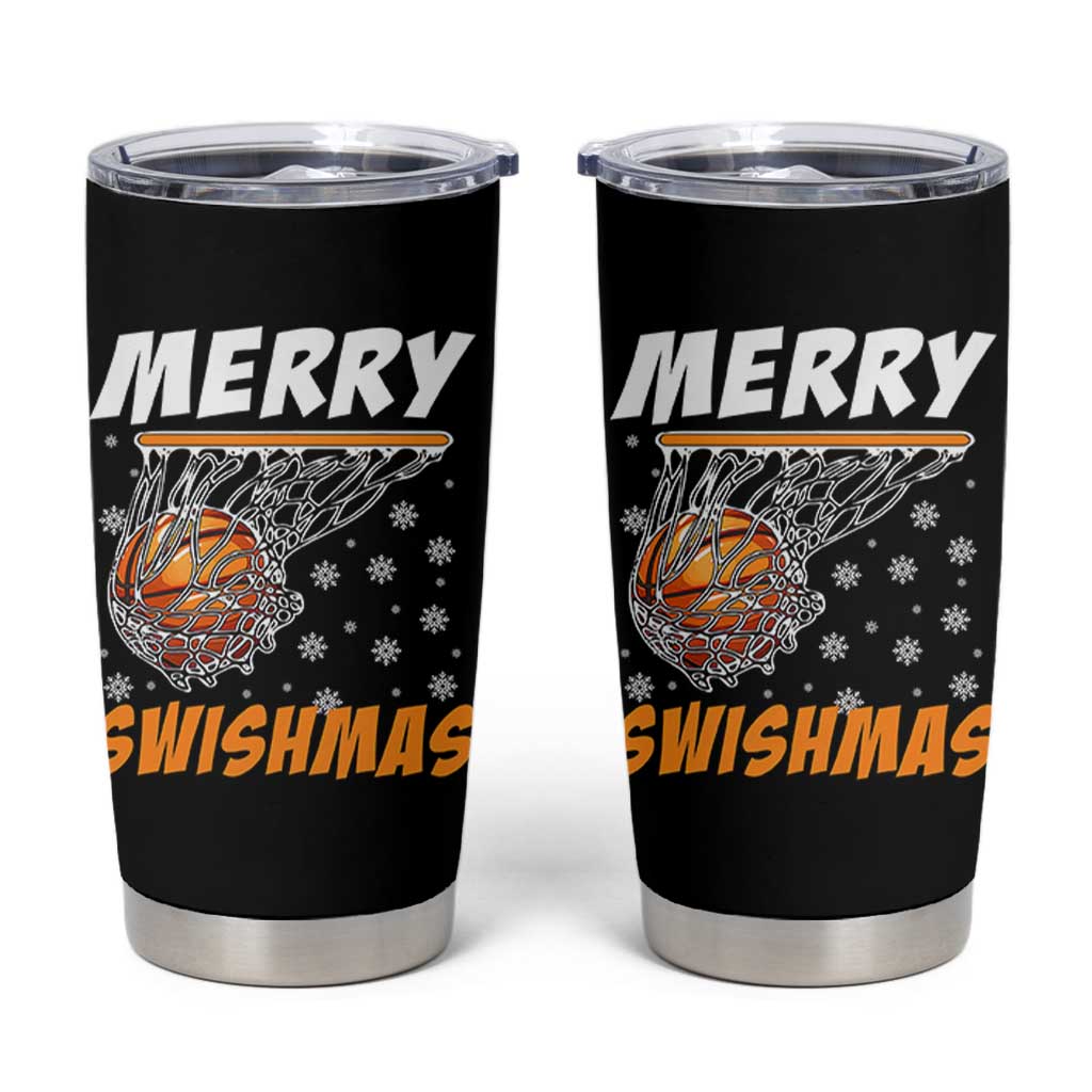 Funny Christmas Basketball Tumbler Cup Merry Swishmas Xmas Swish Technique - Wonder Print Shop