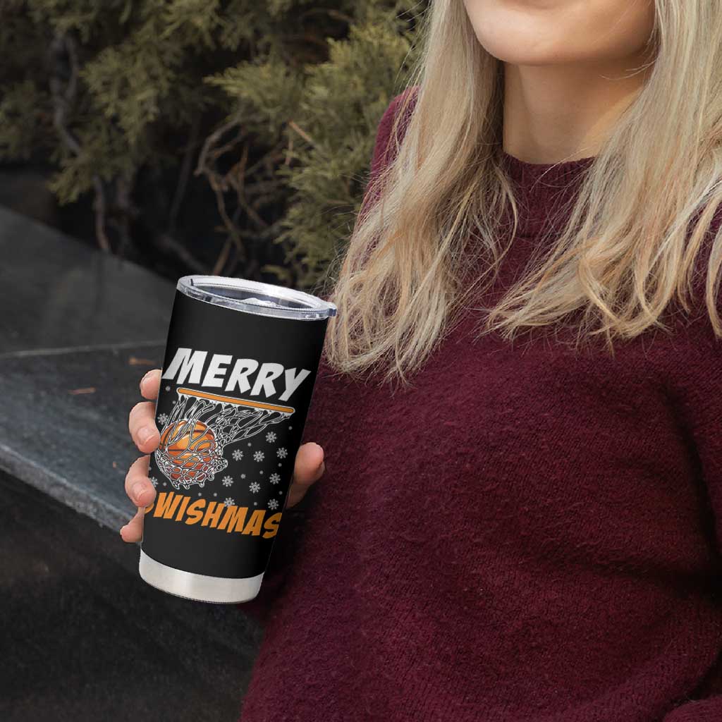 Funny Christmas Basketball Tumbler Cup Merry Swishmas Xmas Swish Technique - Wonder Print Shop