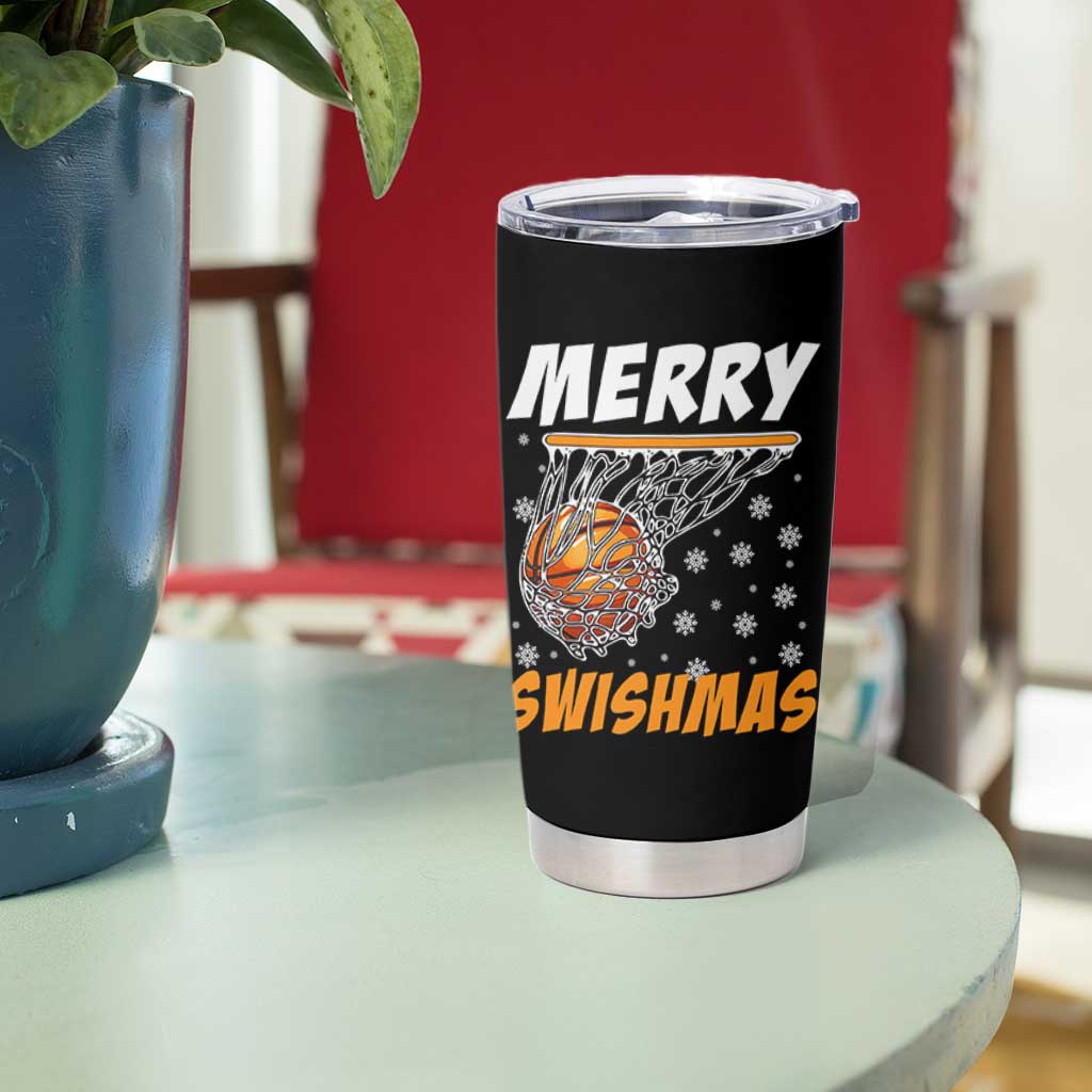 Funny Christmas Basketball Tumbler Cup Merry Swishmas Xmas Swish Technique - Wonder Print Shop