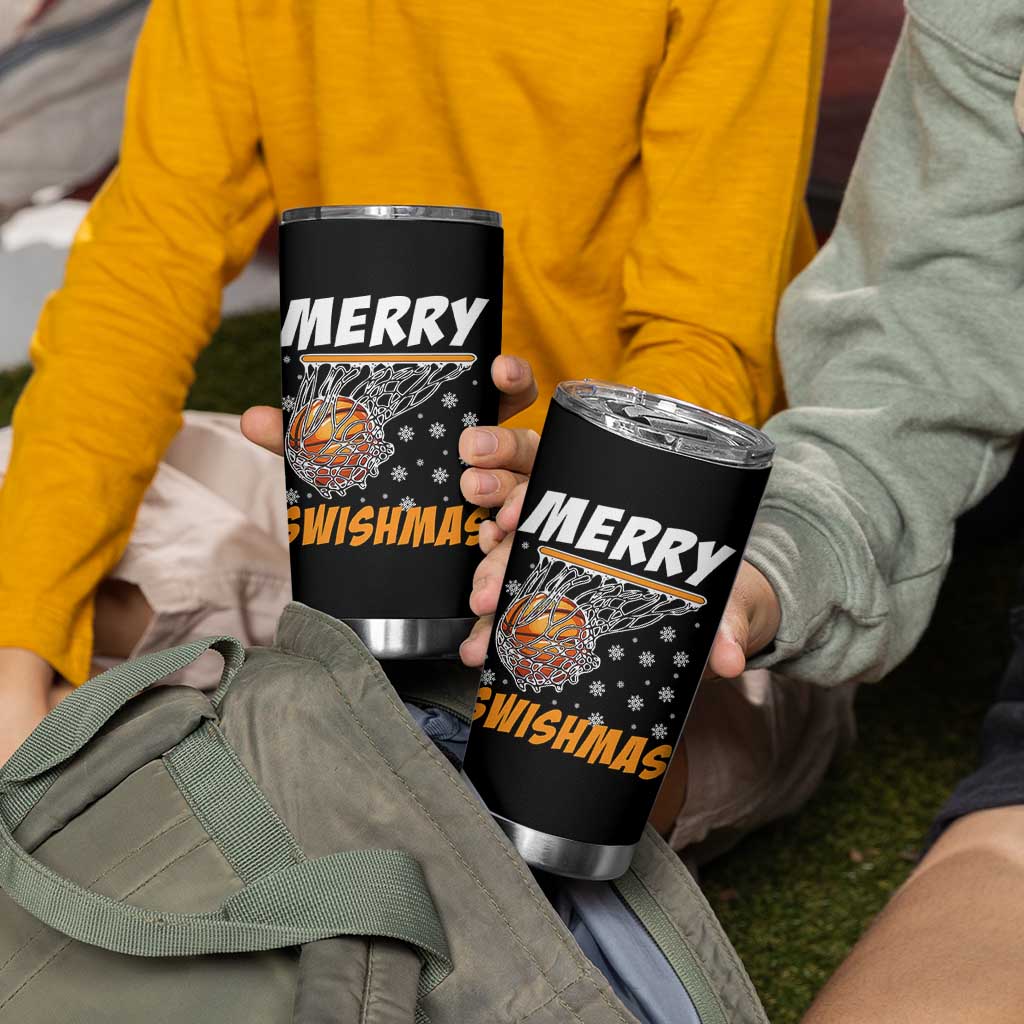 Funny Christmas Basketball Tumbler Cup Merry Swishmas Xmas Swish Technique - Wonder Print Shop
