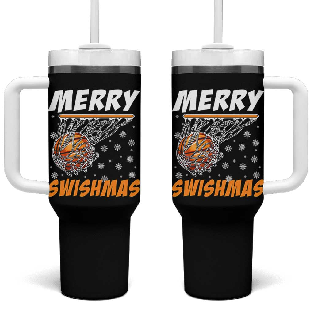 Funny Christmas Basketball Tumbler With Handle Merry Swishmas Xmas Swish Technique - Wonder Print Shop
