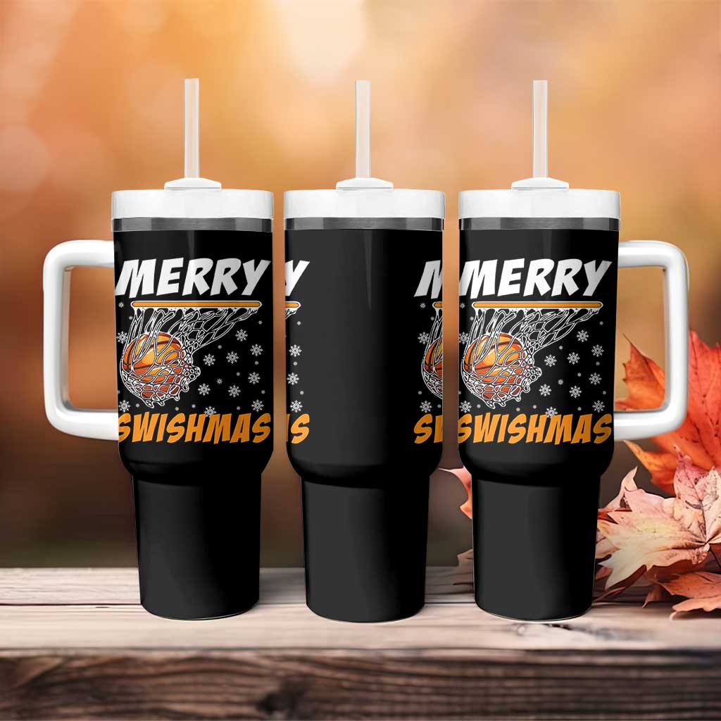 Funny Christmas Basketball Tumbler With Handle Merry Swishmas Xmas Swish Technique - Wonder Print Shop