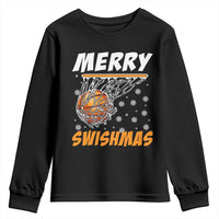 Funny Christmas Basketball Youth Sweatshirt Merry Swishmas Xmas Swish Technique - Wonder Print Shop