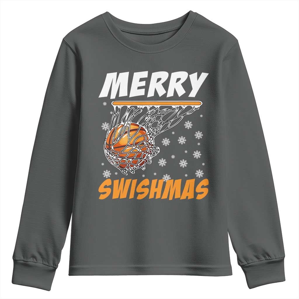 Funny Christmas Basketball Youth Sweatshirt Merry Swishmas Xmas Swish Technique - Wonder Print Shop