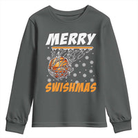 Funny Christmas Basketball Youth Sweatshirt Merry Swishmas Xmas Swish Technique - Wonder Print Shop