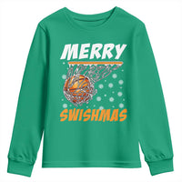 Funny Christmas Basketball Youth Sweatshirt Merry Swishmas Xmas Swish Technique - Wonder Print Shop
