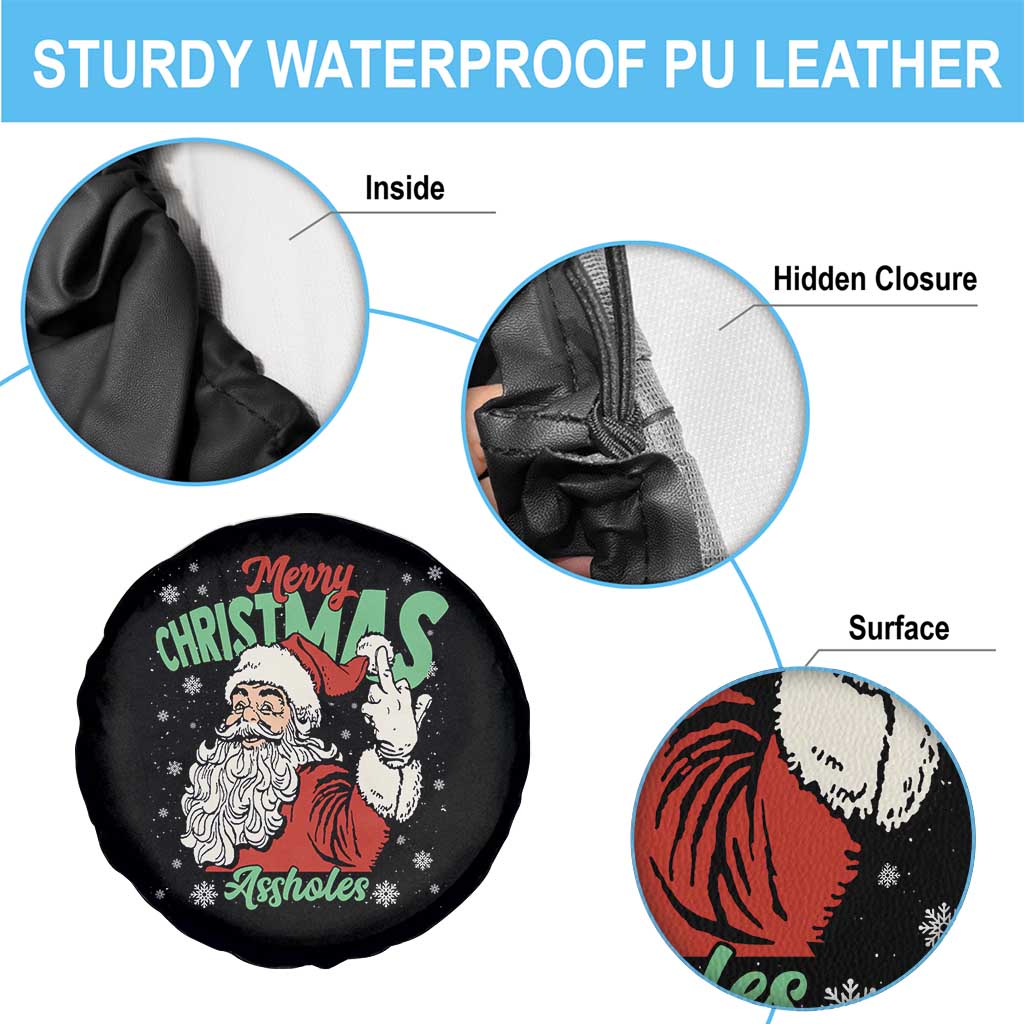 Funny Merry Christmas Assholes Spare Tire Cover Xmas Naughty Santa Adult Jokes - Wonder Print Shop