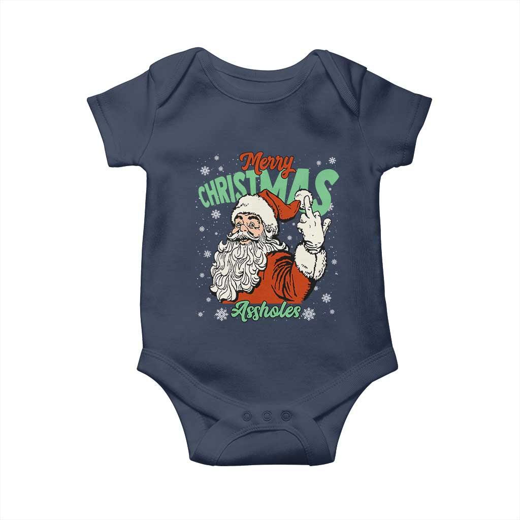 Funny Merry Christmas Assholes Baby Onesie Xmas Naughty Santa Adult Jokes - Wonder Print Shop