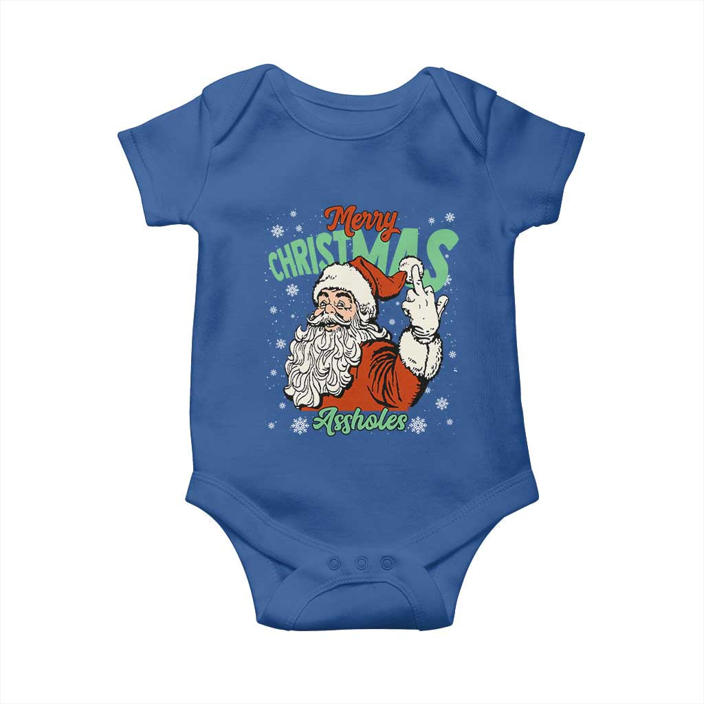 Funny Merry Christmas Assholes Baby Onesie Xmas Naughty Santa Adult Jokes - Wonder Print Shop