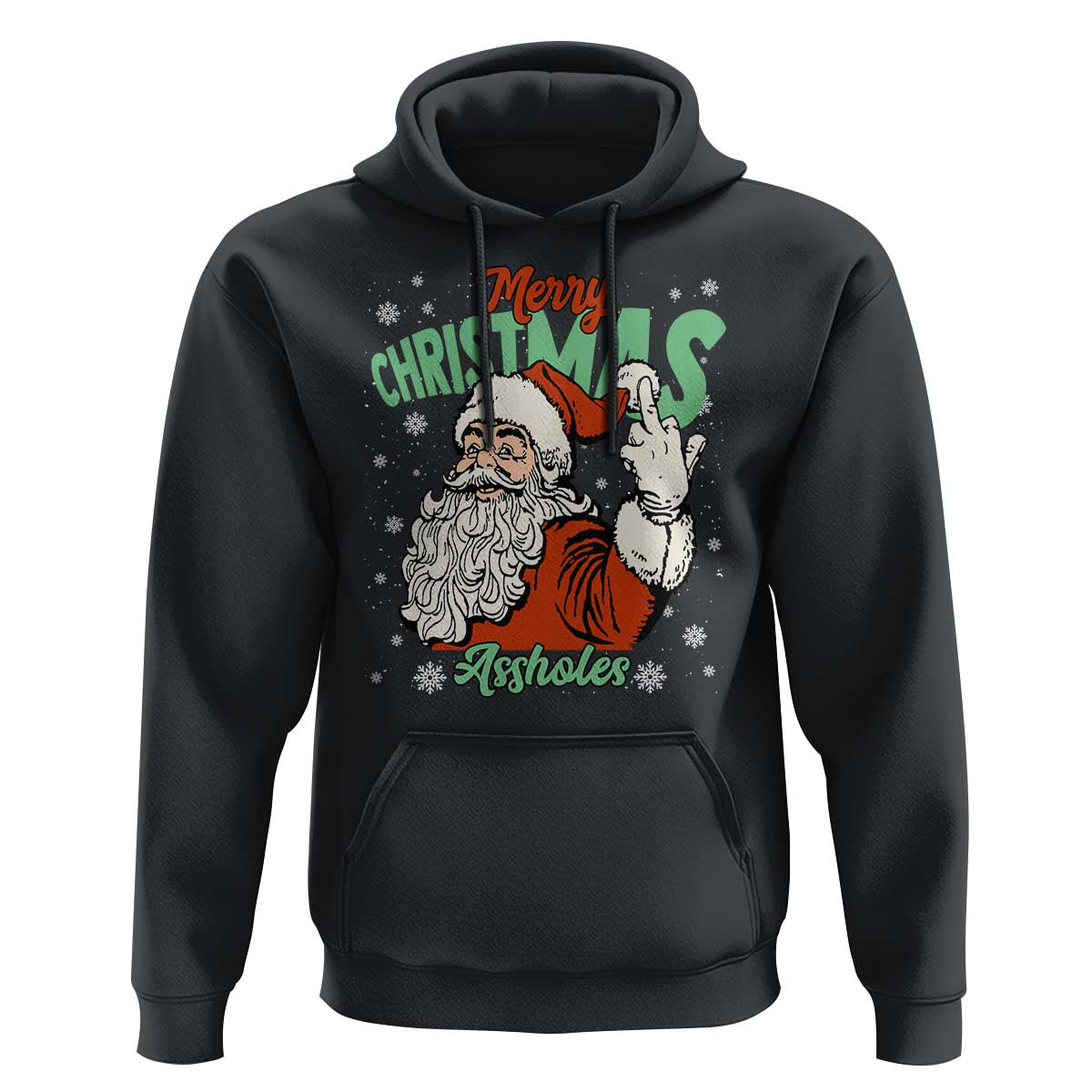 Funny Merry Christmas Assholes Hoodie Xmas Naughty Santa Adult Jokes - Wonder Print Shop