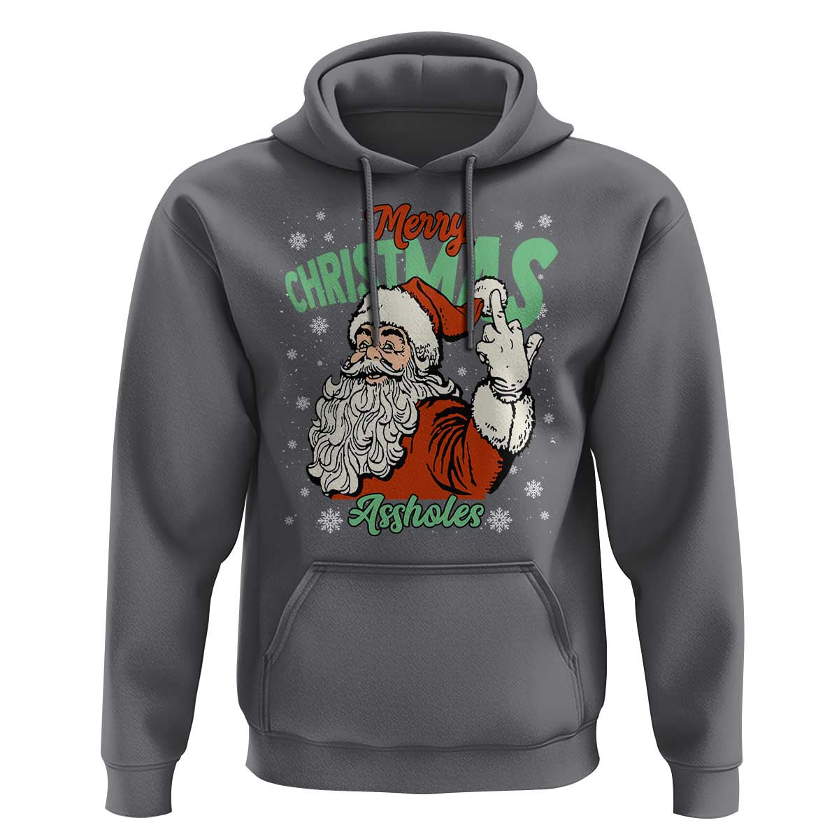 Funny Merry Christmas Assholes Hoodie Xmas Naughty Santa Adult Jokes - Wonder Print Shop