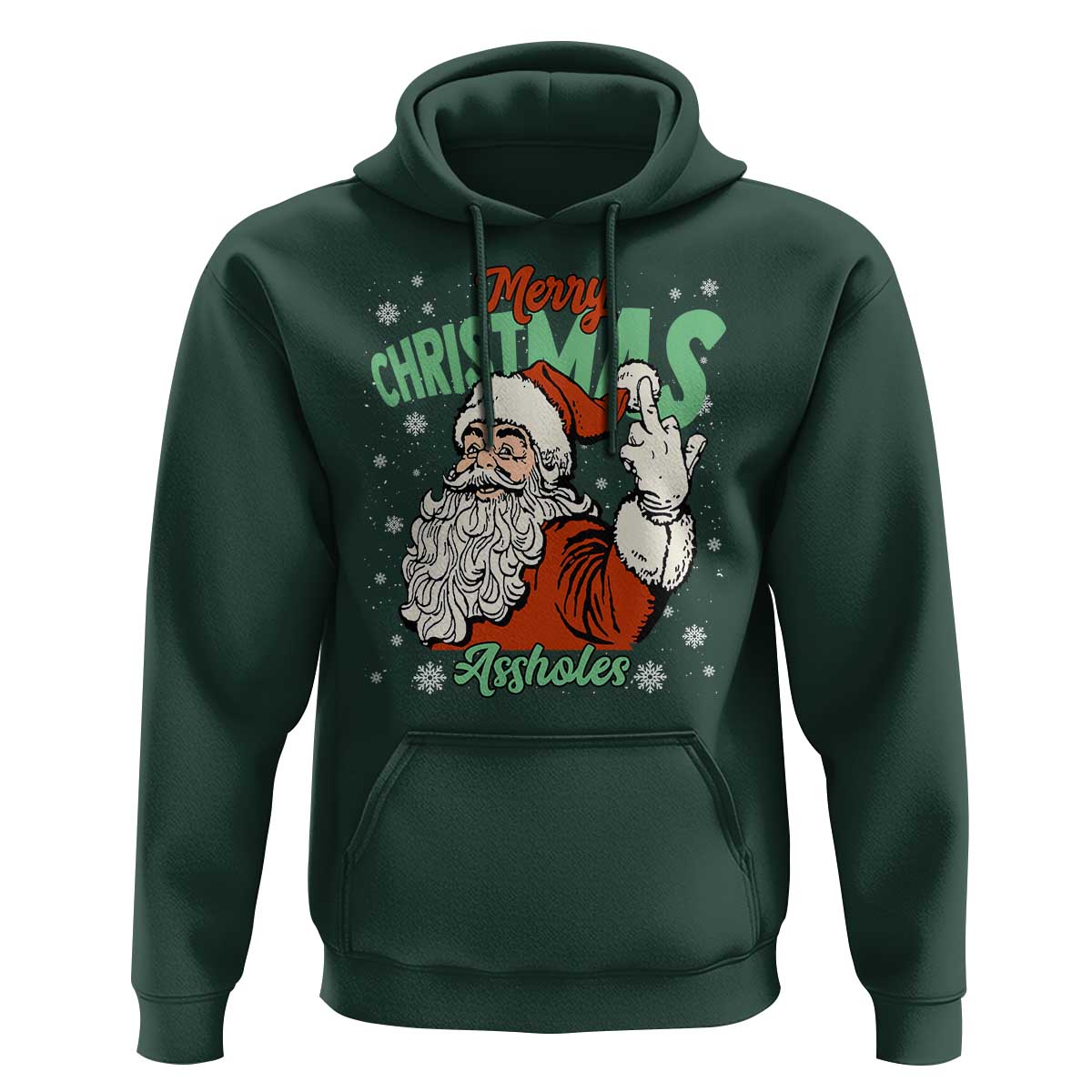 Funny Merry Christmas Assholes Hoodie Xmas Naughty Santa Adult Jokes - Wonder Print Shop