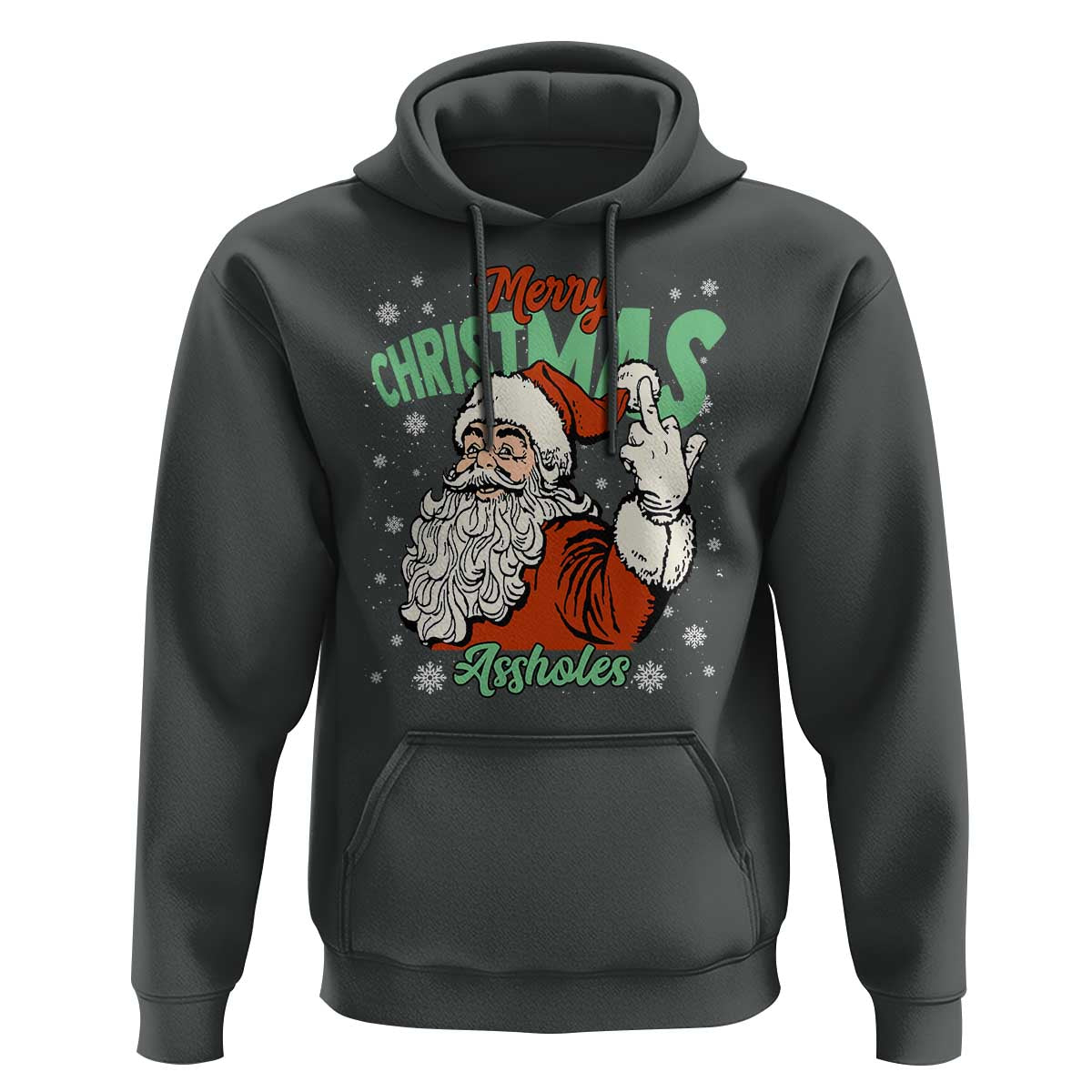 Funny Merry Christmas Assholes Hoodie Xmas Naughty Santa Adult Jokes - Wonder Print Shop
