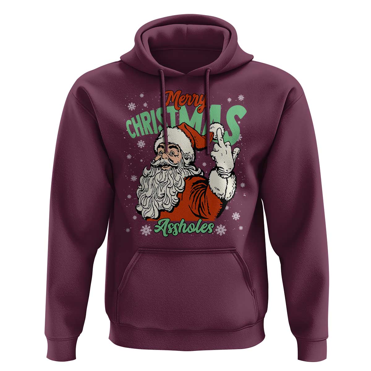 Funny Merry Christmas Assholes Hoodie Xmas Naughty Santa Adult Jokes - Wonder Print Shop