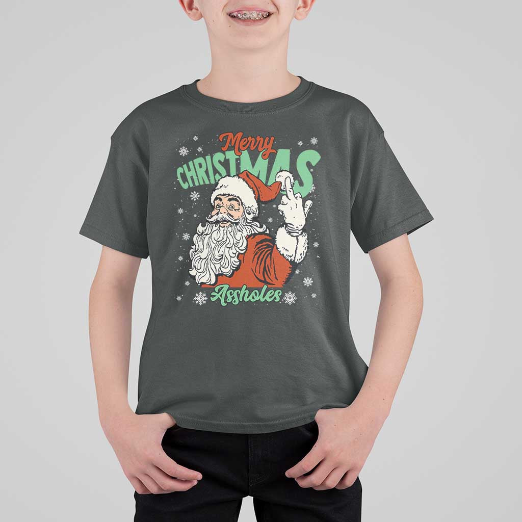 Funny Merry Christmas Assholes T Shirt For Kid Xmas Naughty Santa Adult Jokes - Wonder Print Shop