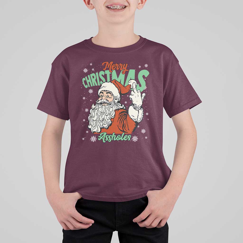 Funny Merry Christmas Assholes T Shirt For Kid Xmas Naughty Santa Adult Jokes - Wonder Print Shop