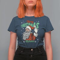Funny Merry Christmas Assholes T Shirt For Women Xmas Naughty Santa Adult Jokes - Wonder Print Shop