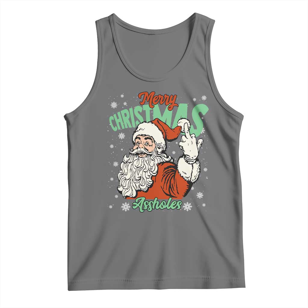 Funny Merry Christmas Assholes Tank Top Xmas Naughty Santa Adult Jokes - Wonder Print Shop