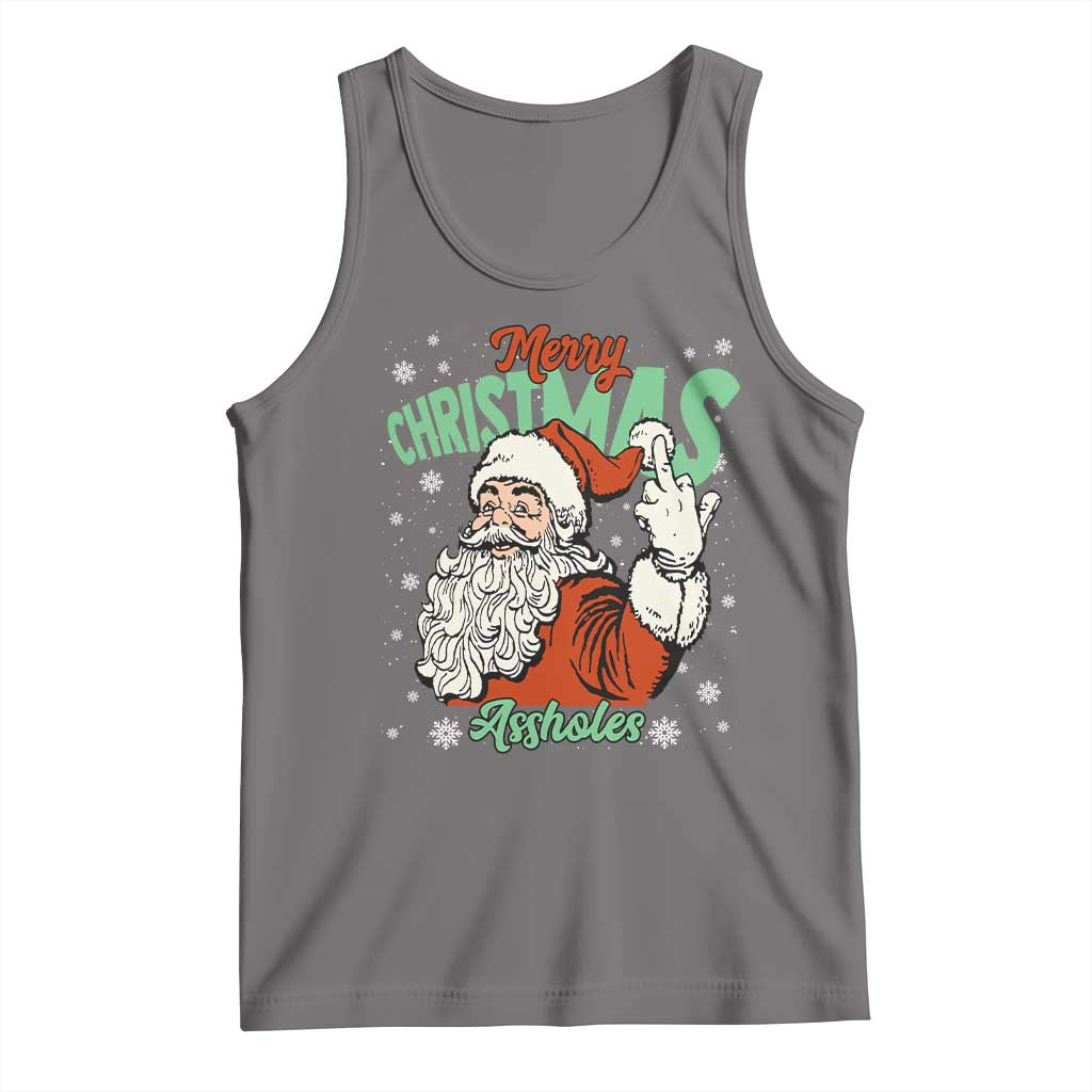 Funny Merry Christmas Assholes Tank Top Xmas Naughty Santa Adult Jokes - Wonder Print Shop