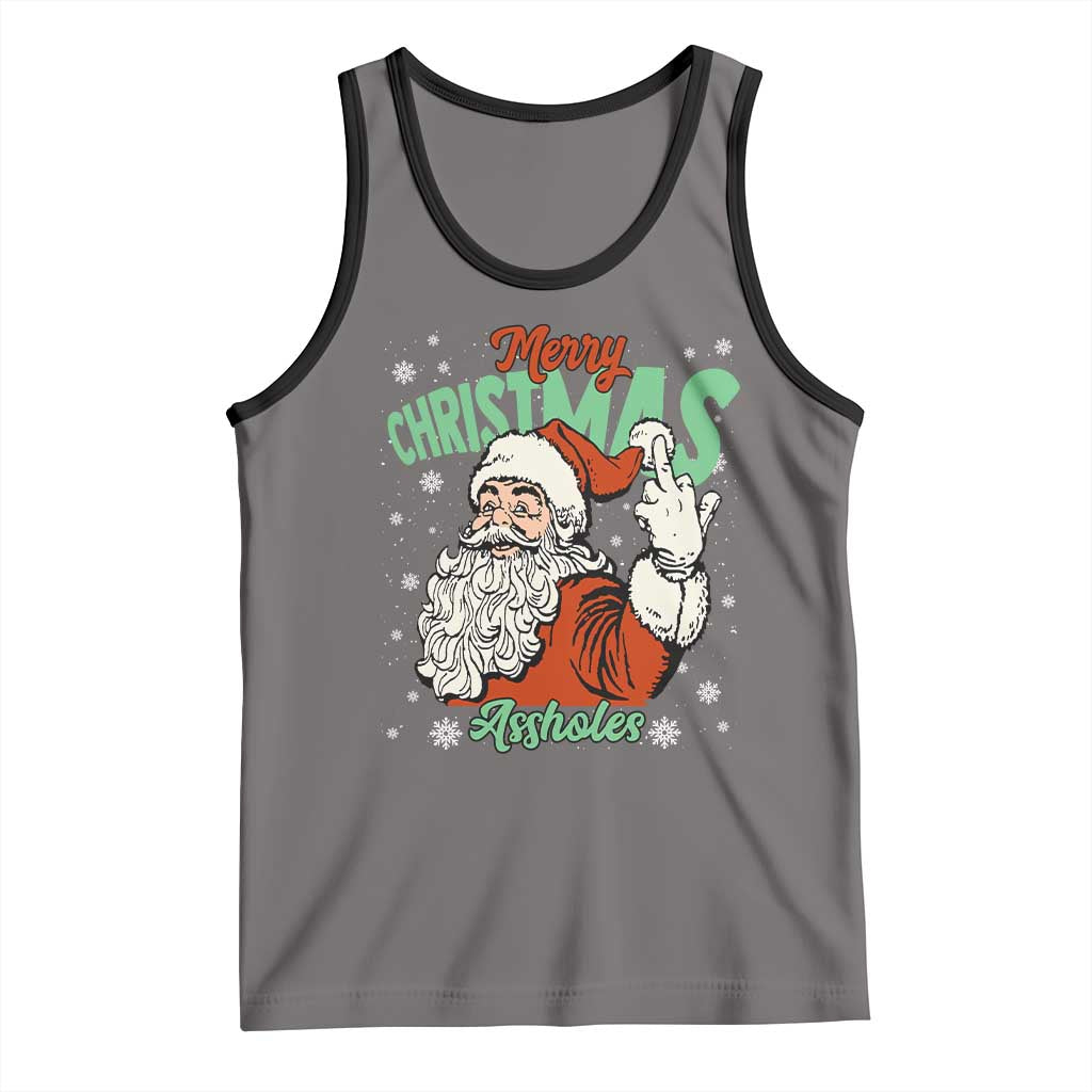 Funny Merry Christmas Assholes Tank Top Xmas Naughty Santa Adult Jokes - Wonder Print Shop