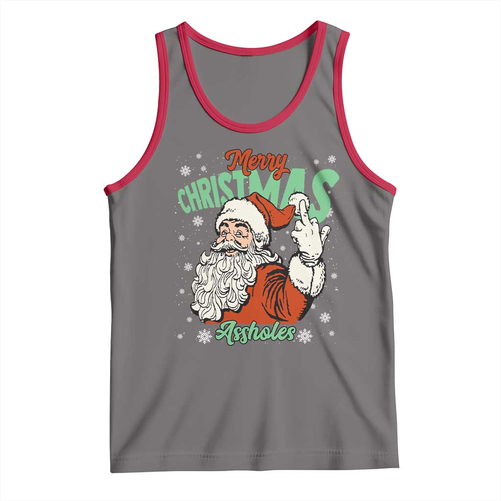 Funny Merry Christmas Assholes Tank Top Xmas Naughty Santa Adult Jokes - Wonder Print Shop