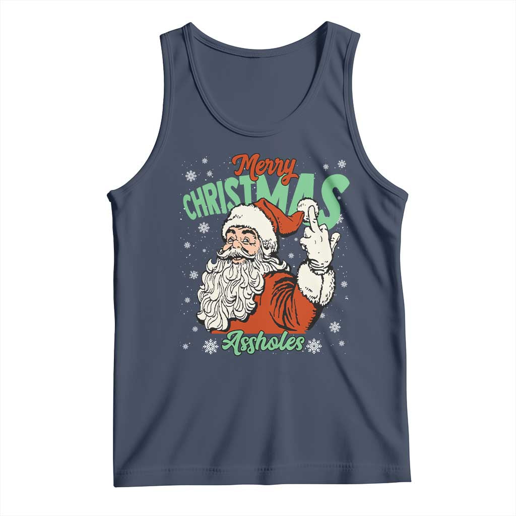 Funny Merry Christmas Assholes Tank Top Xmas Naughty Santa Adult Jokes - Wonder Print Shop