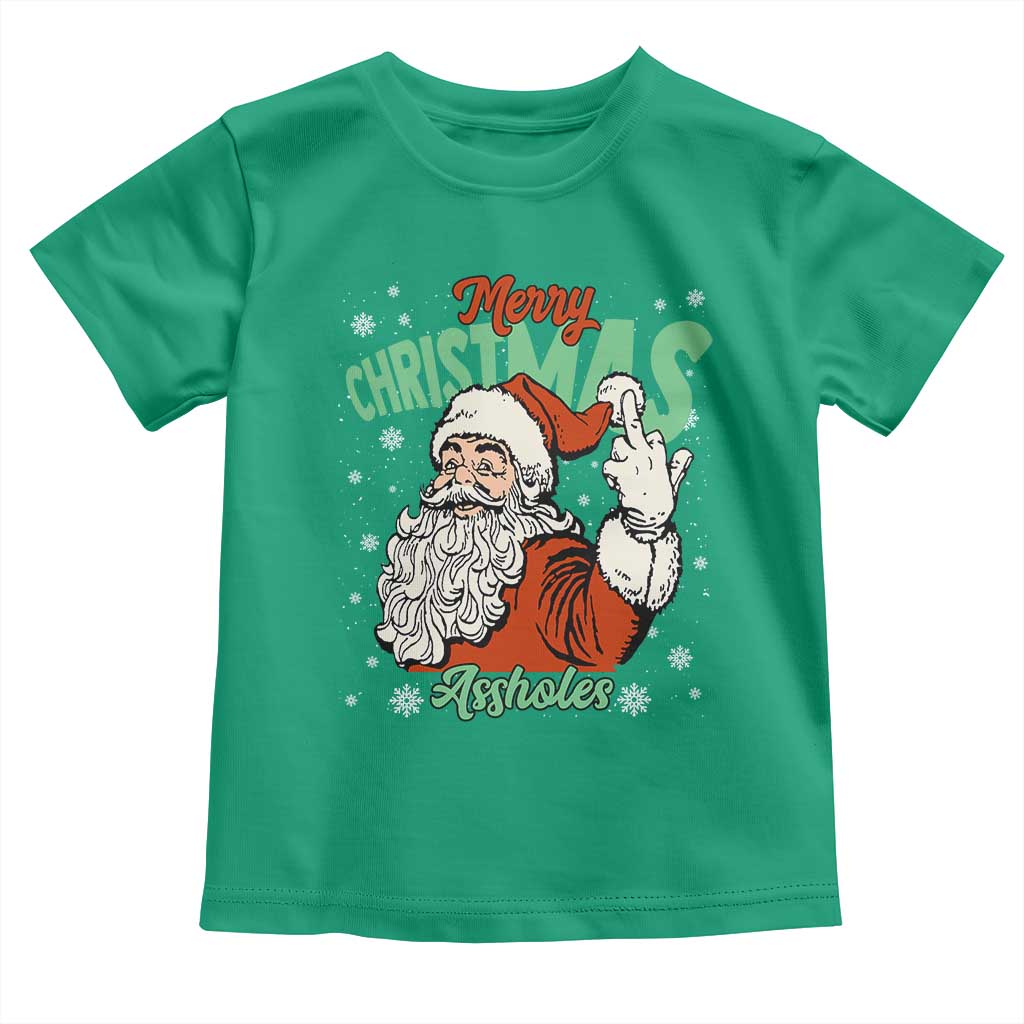 Funny Merry Christmas Assholes Toddler T Shirt Xmas Naughty Santa Adult Jokes - Wonder Print Shop