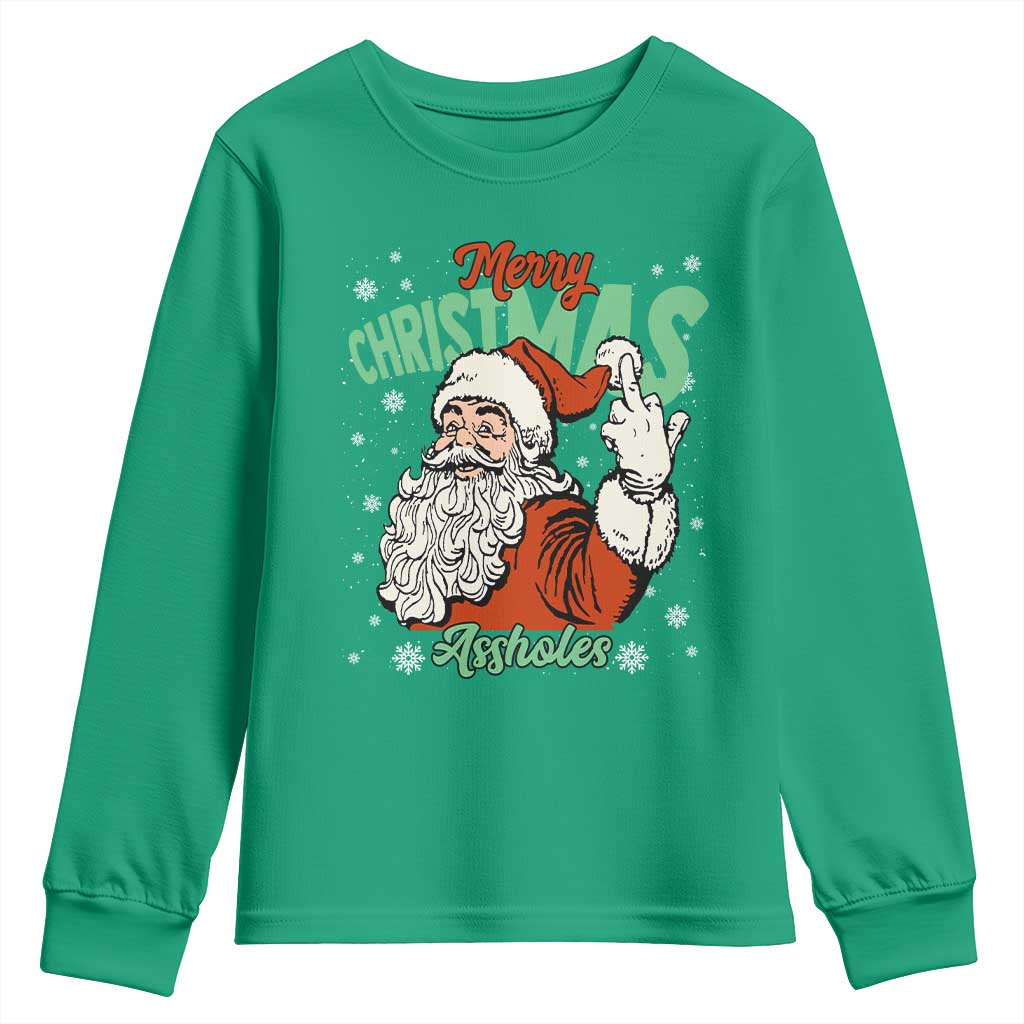 Funny Merry Christmas Assholes Youth Sweatshirt Xmas Naughty Santa Adult Jokes - Wonder Print Shop