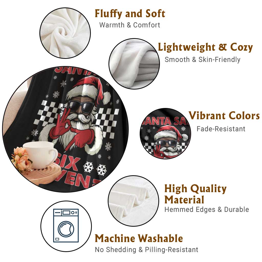 67 African American Santa Christmas Throw Blanket Funny Santa Says Six Seven Meme Gen Alpha Slang - Wonder Print Shop