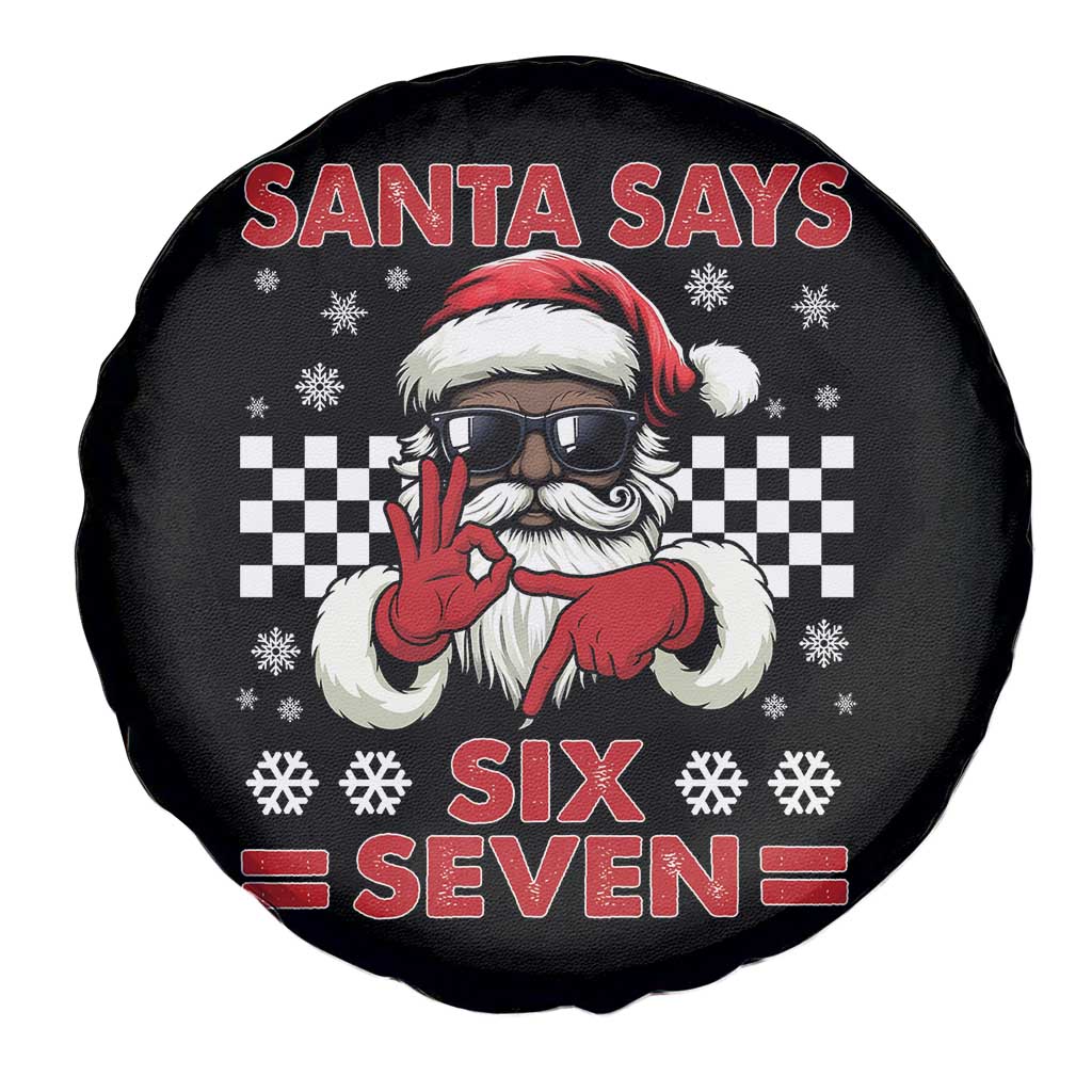 67 African American Santa Christmas Spare Tire Cover Funny Santa Says Six Seven Meme Gen Alpha Slang - Wonder Print Shop