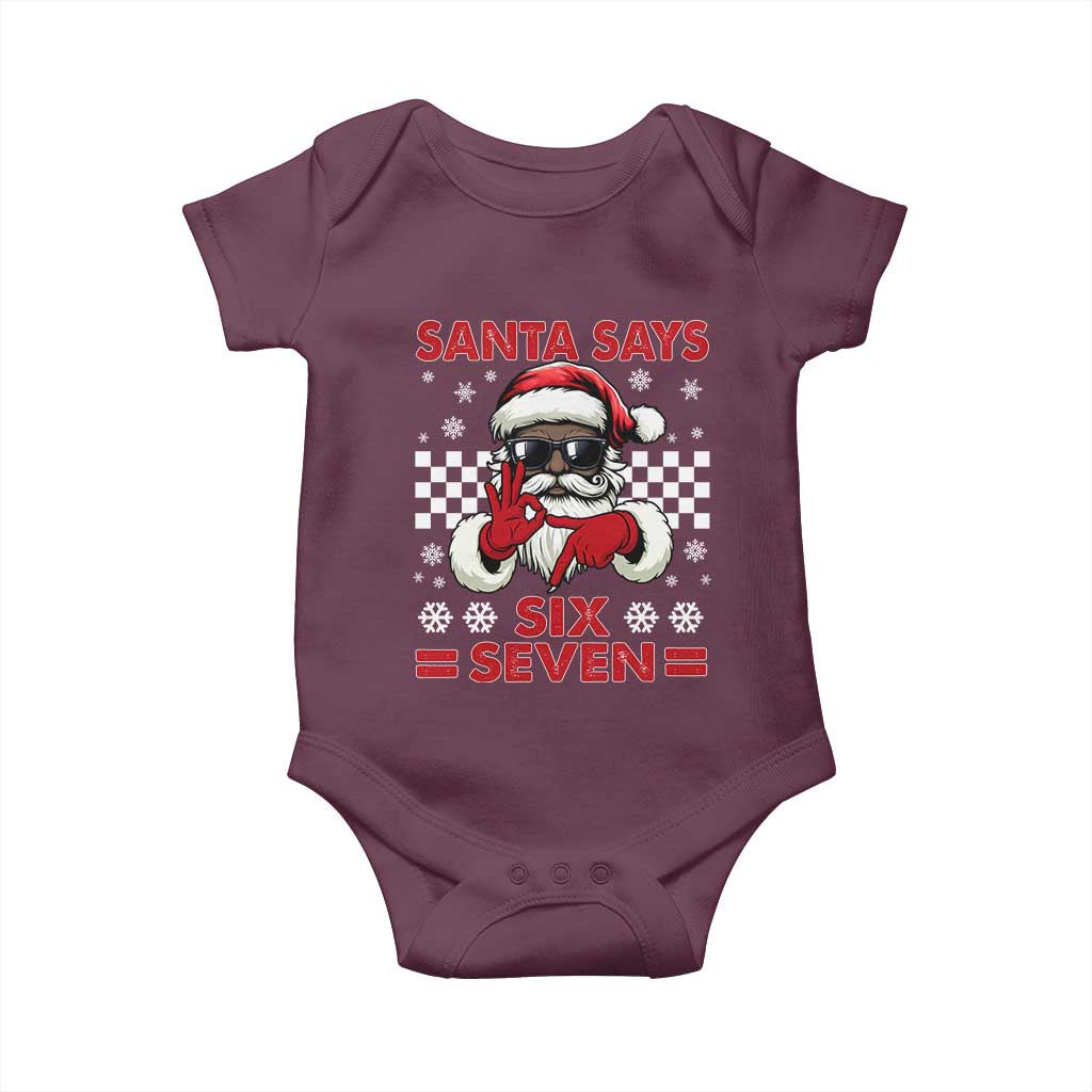 67 African American Santa Christmas Baby Onesie Funny Santa Says Six Seven Meme Gen Alpha Slang - Wonder Print Shop