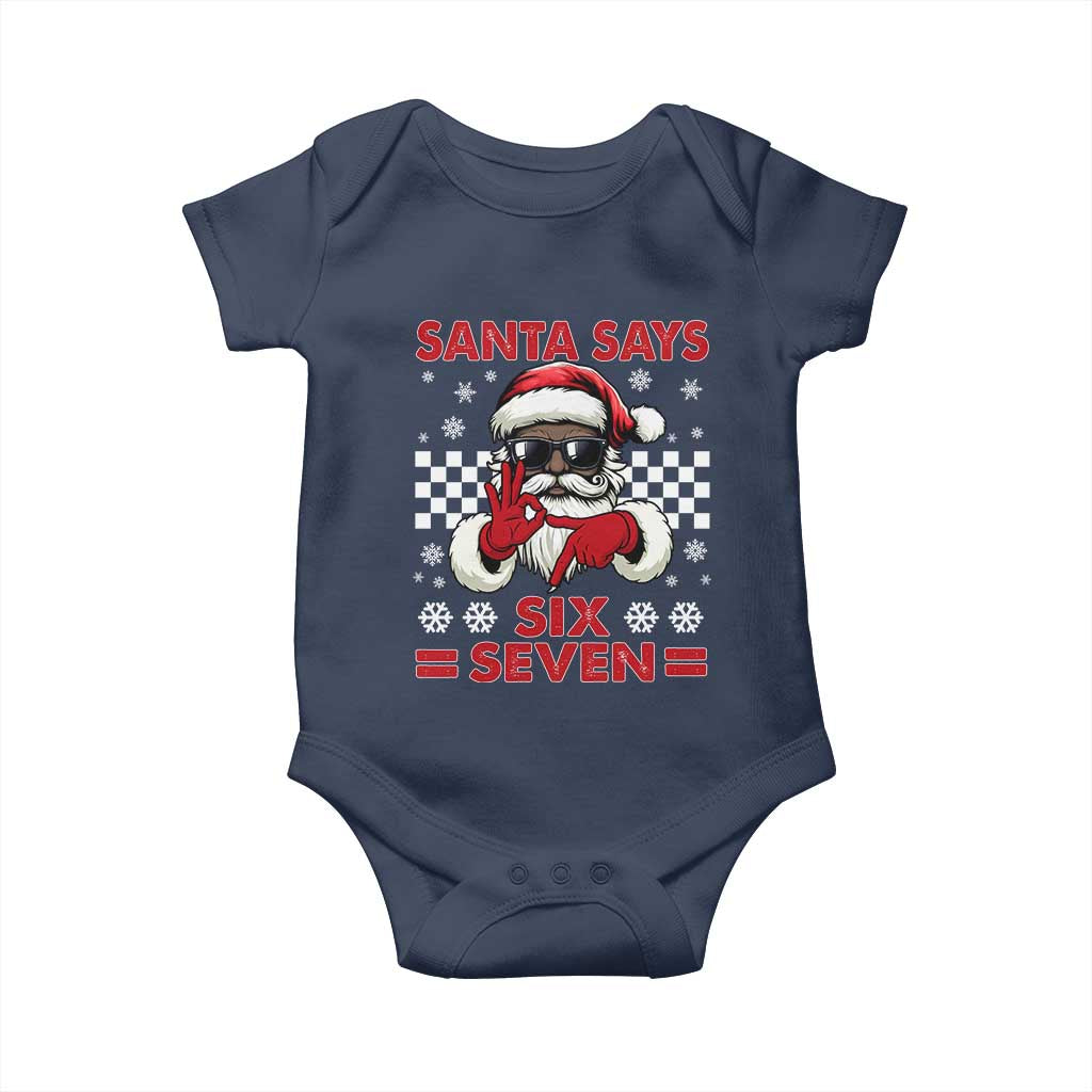 67 African American Santa Christmas Baby Onesie Funny Santa Says Six Seven Meme Gen Alpha Slang - Wonder Print Shop