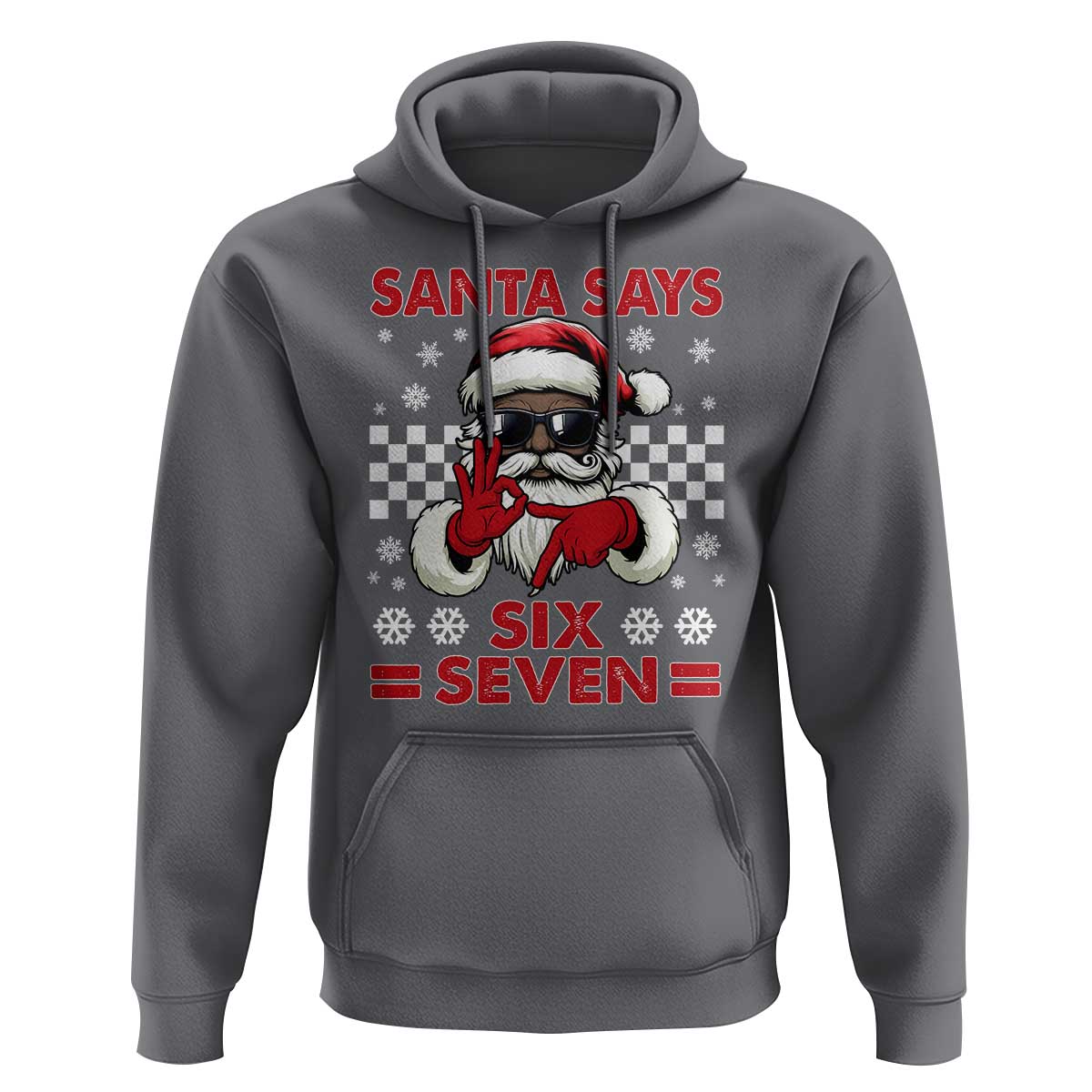 67 African American Santa Christmas Hoodie Funny Santa Says Six Seven Meme Gen Alpha Slang - Wonder Print Shop