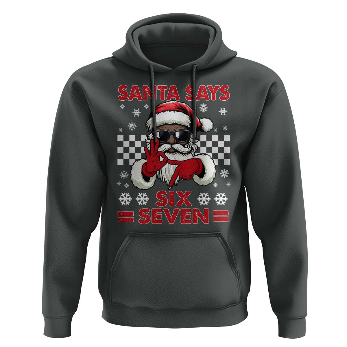 67 African American Santa Christmas Hoodie Funny Santa Says Six Seven Meme Gen Alpha Slang - Wonder Print Shop