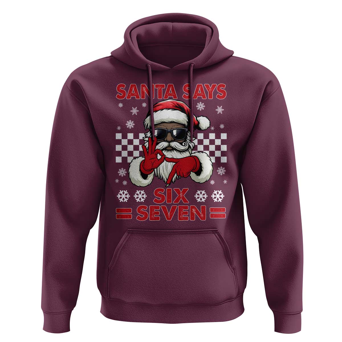 67 African American Santa Christmas Hoodie Funny Santa Says Six Seven Meme Gen Alpha Slang - Wonder Print Shop