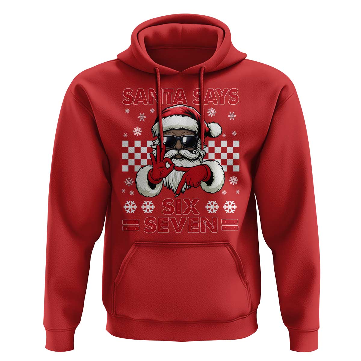 67 African American Santa Christmas Hoodie Funny Santa Says Six Seven Meme Gen Alpha Slang - Wonder Print Shop