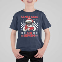 67 African American Santa Christmas T Shirt For Kid Funny Santa Says Six Seven Meme Gen Alpha Slang - Wonder Print Shop