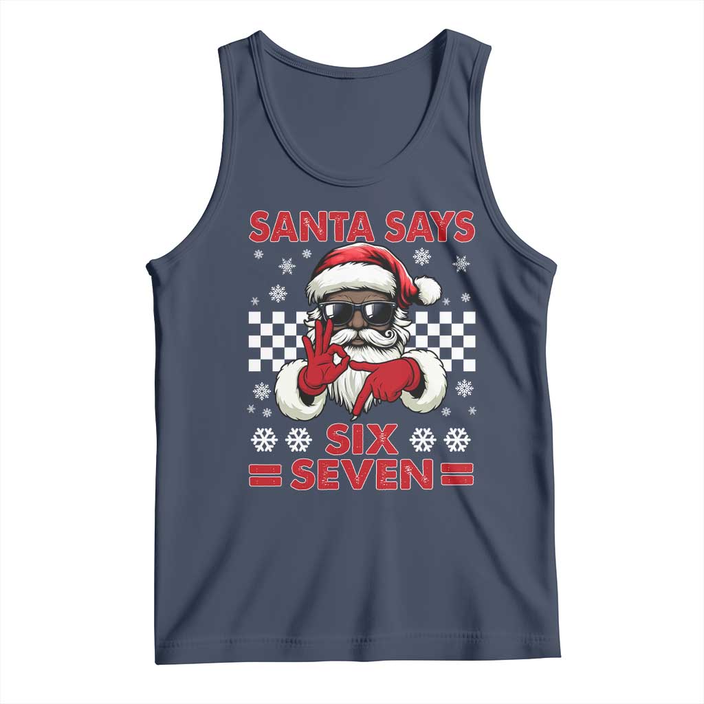 67 African American Santa Christmas Tank Top Funny Santa Says Six Seven Meme Gen Alpha Slang - Wonder Print Shop