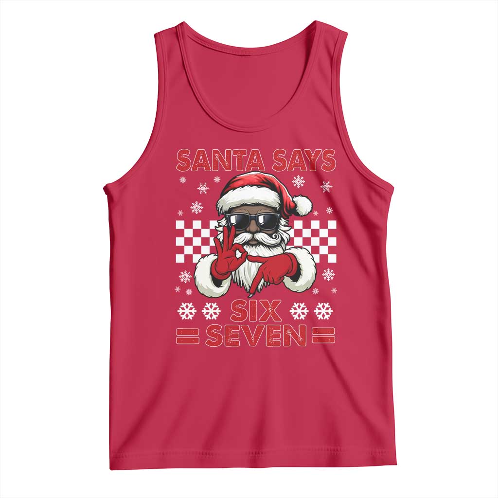 67 African American Santa Christmas Tank Top Funny Santa Says Six Seven Meme Gen Alpha Slang - Wonder Print Shop