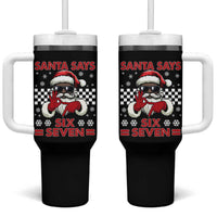 67 African American Santa Christmas Tumbler With Handle Funny Santa Says Six Seven Meme Gen Alpha Slang - Wonder Print Shop