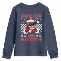 67 African American Santa Christmas Youth Sweatshirt Funny Santa Says Six Seven Meme Gen Alpha Slang - Wonder Print Shop