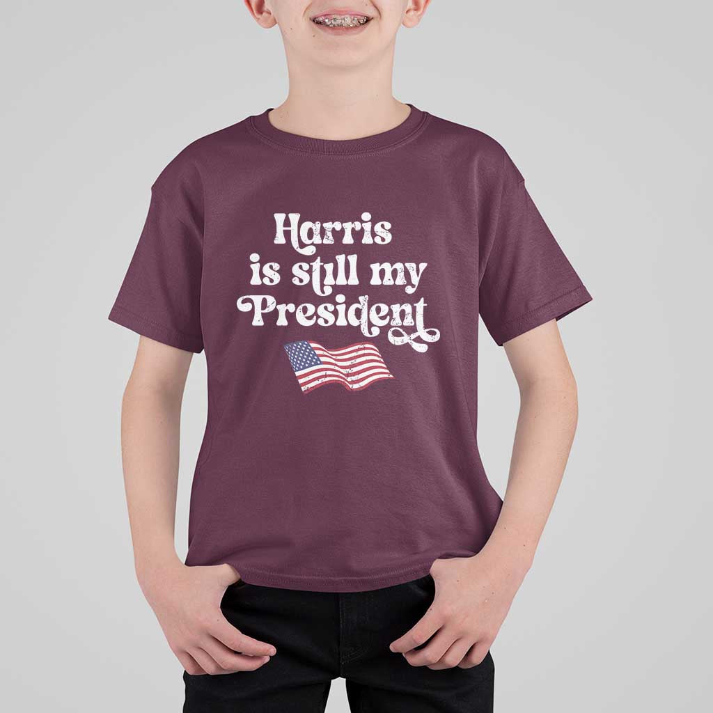 Harris Is Still My President T Shirt For Kid Vintage American Flag - Wonder Print Shop