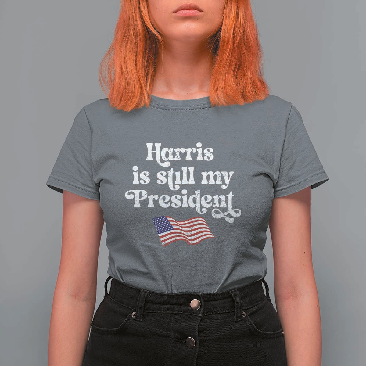 Harris Is Still My President T Shirt For Women Vintage American Flag - Wonder Print Shop