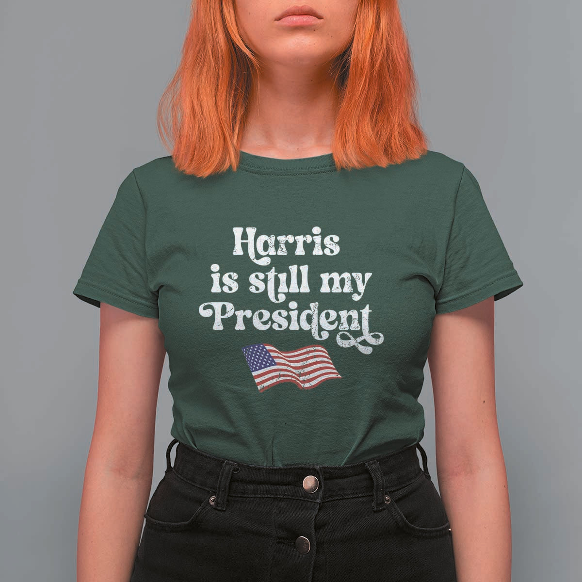 Harris Is Still My President T Shirt For Women Vintage American Flag - Wonder Print Shop