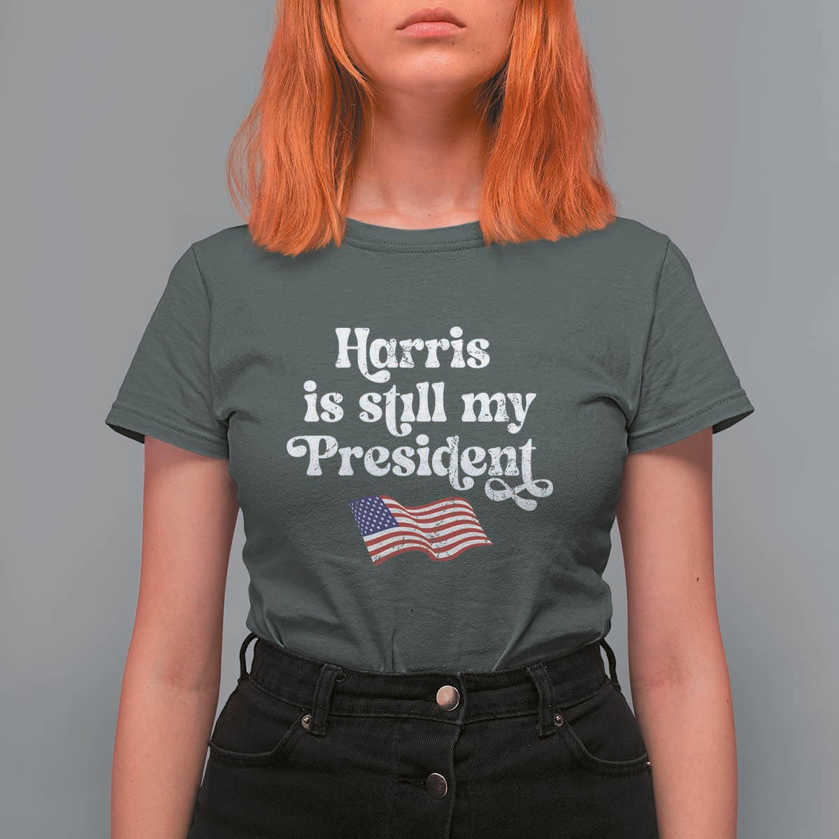 Harris Is Still My President T Shirt For Women Vintage American Flag - Wonder Print Shop