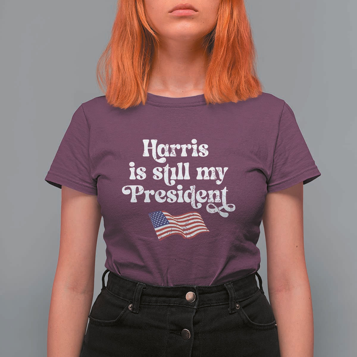 Harris Is Still My President T Shirt For Women Vintage American Flag - Wonder Print Shop