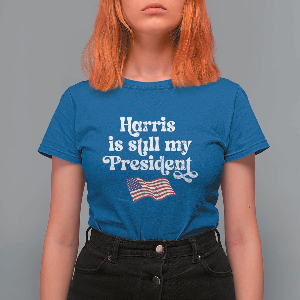 Harris Is Still My President T Shirt For Women Vintage American Flag - Wonder Print Shop