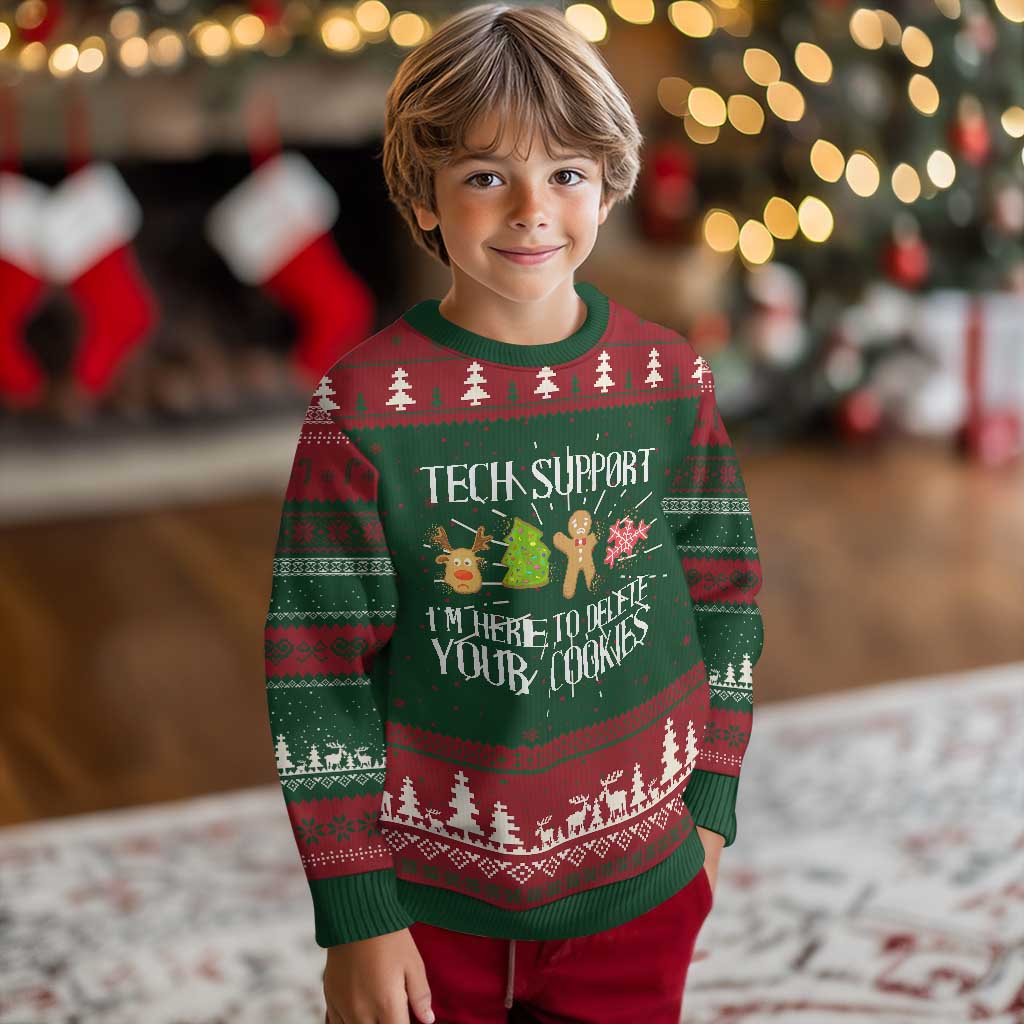 Funny Tech Support Ugly Christmas Sweater I'm Here To Delete Your Cookies Gingerbread - Wonder Print Shop